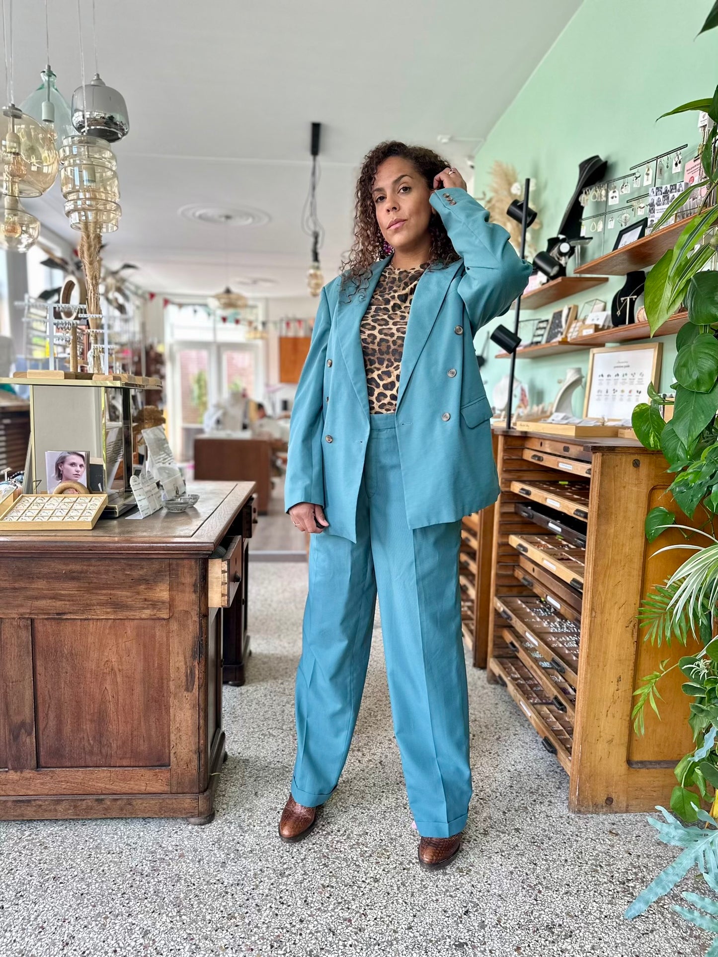 vintage power suit voor dames perfecte officio-look tweedelig pak met jasje en broek