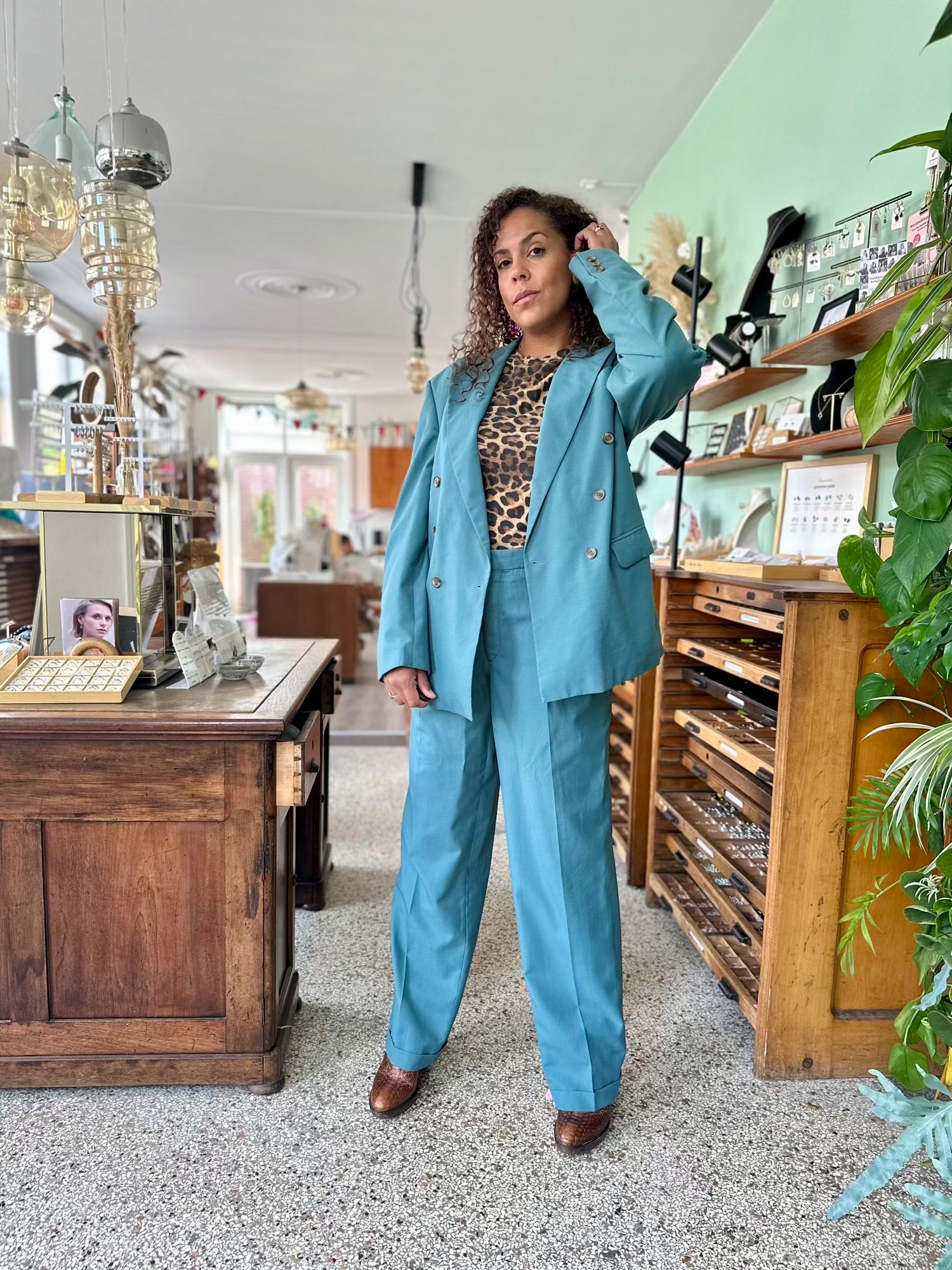 vintage power suit voor dames perfecte officio-look tweedelig pak met jasje en broek