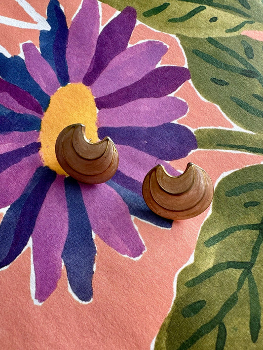 vintage vergulde oorbellen in vorm van halve maan